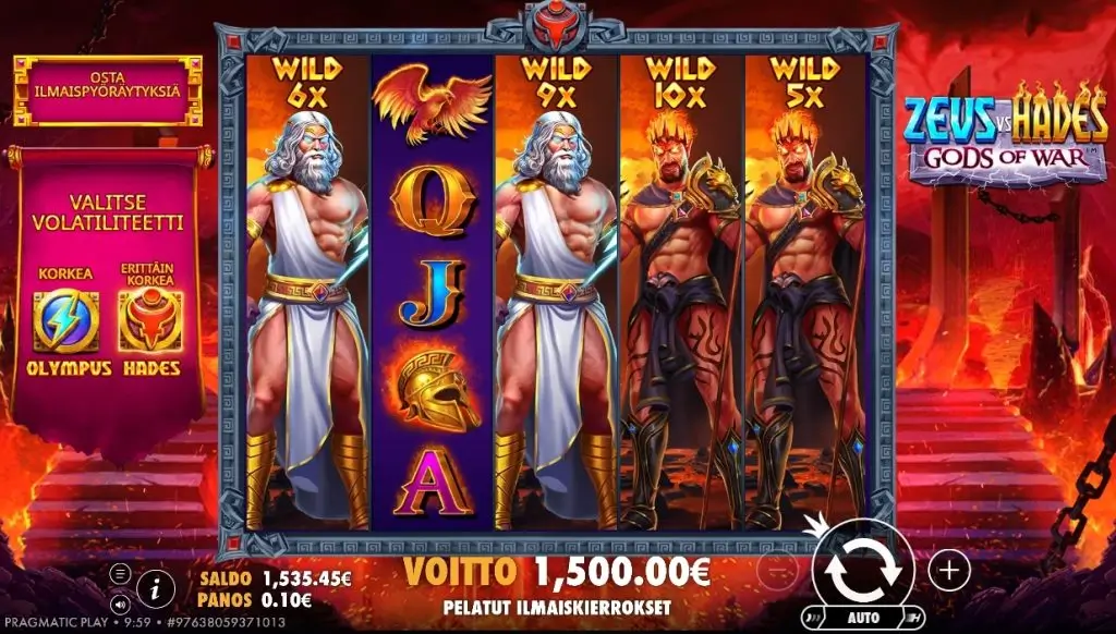 Zeus vs Hades gameplay showing Expanding Wild with multiplier during free spins